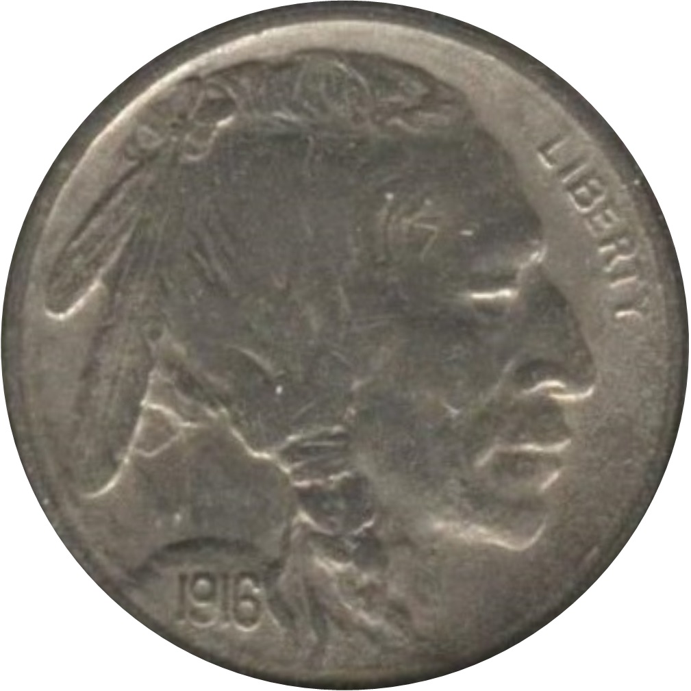1916-S-5c-Buffalo-Nickel-With-No-Initial-Under-Date-&-Large-Embedded-MM